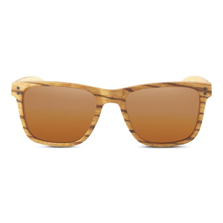 Joycoast Wood – wholesale Sunglasses – Unisex – Wayfinder Zebra Wood Sunglasses - Orange Lens