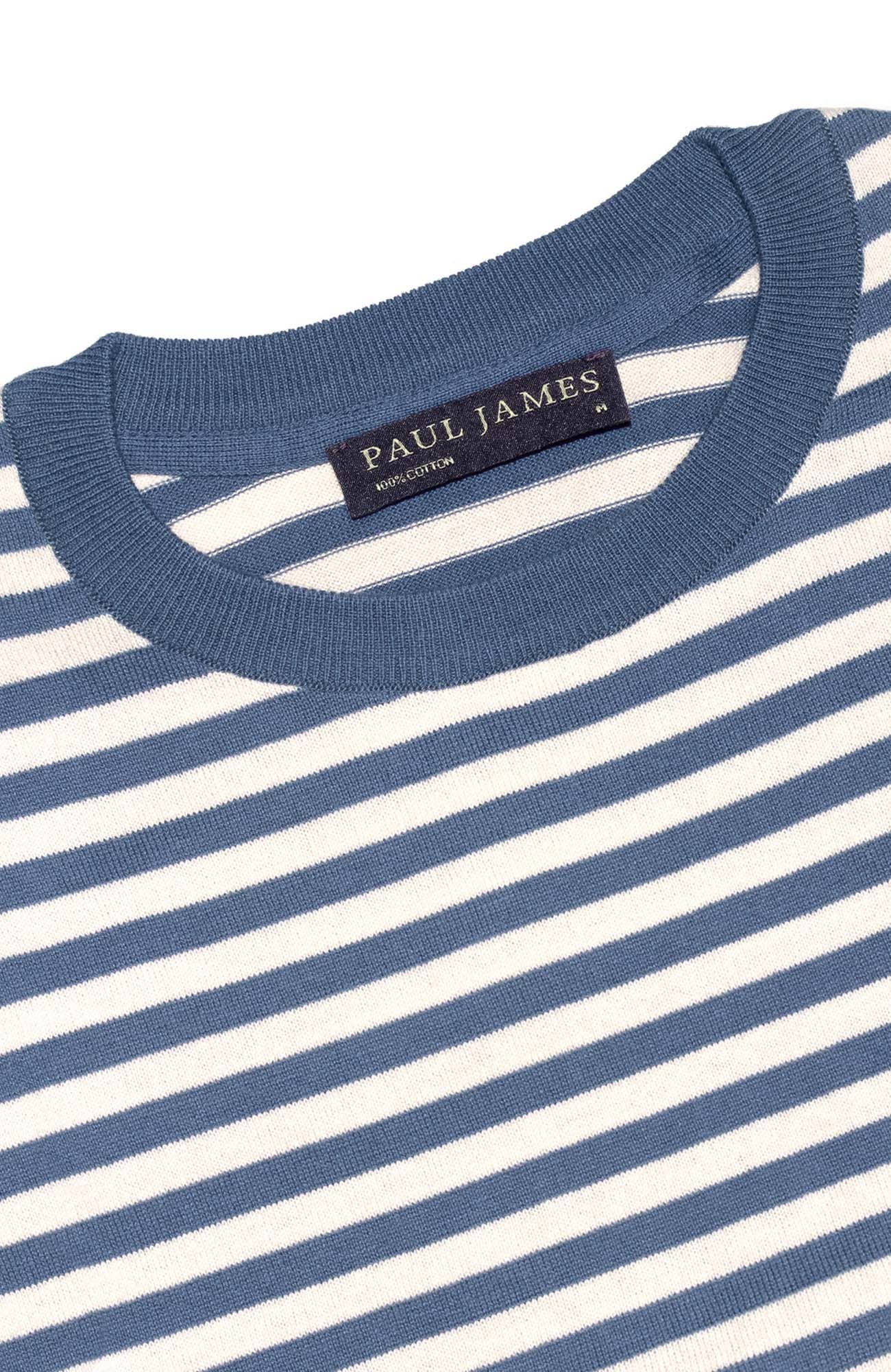 Paul James Knitwear – wholesale T-shirt – men's – Mens Ultra Fine Cotton Knitted Breton T-Shirt7