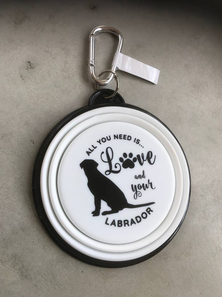 Labrador Sitting Travel Pet Bowl for wholesale by Gifted Wholesale Ltd