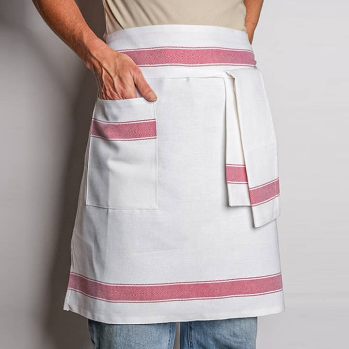 Classic Italian Apron - 100% Cotton - Herringbone Red for wholesale by Verve Culture