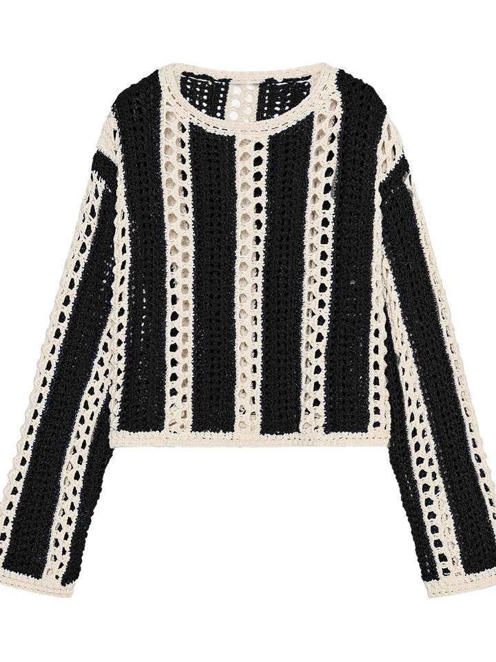 PULL EN MAILLE CROCHET À MANCHES LONGUES POUR FEMMES pour la vente par Silver Jeans