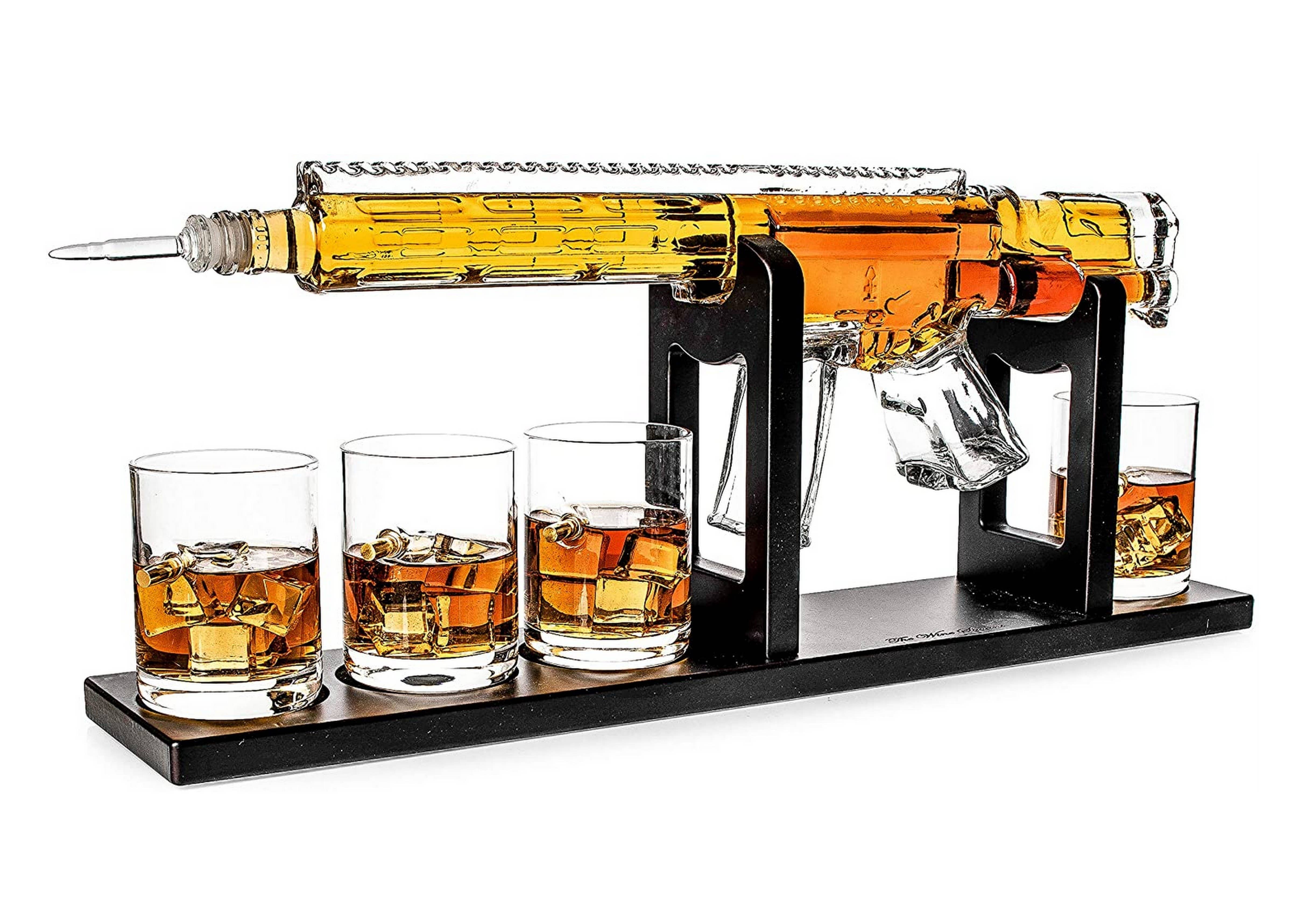 AR15 Whiskey Decanter Set With Whiskey Bullet Chillers 