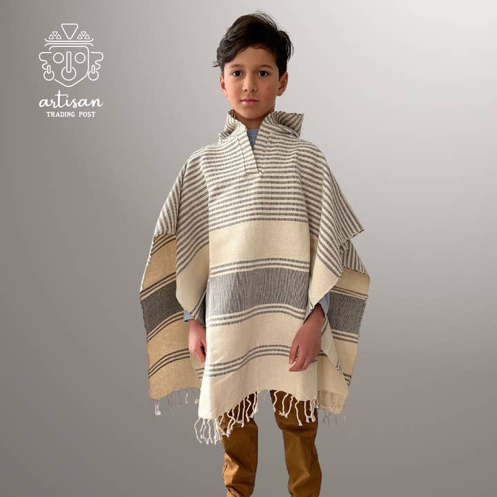 Junior bootponcho | Handgeweven katoen | Marineblauw voor wholesale door Artisan Trading Post