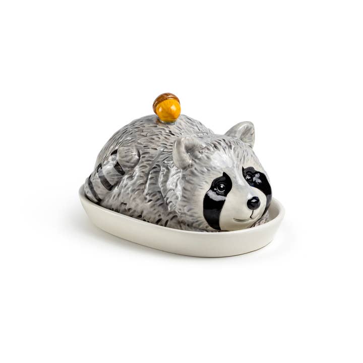 Grace Teaware - Wholesale Butter Dish - Raccoon with Acorn Butter Dish