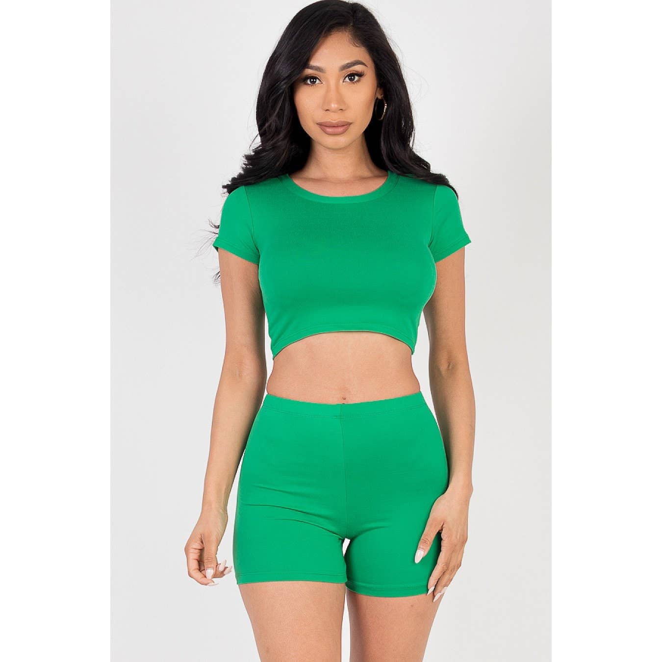 Timeless - Wholesale Lounge Set - Women's - Short Sleeve Crop Top and Shorts Set2