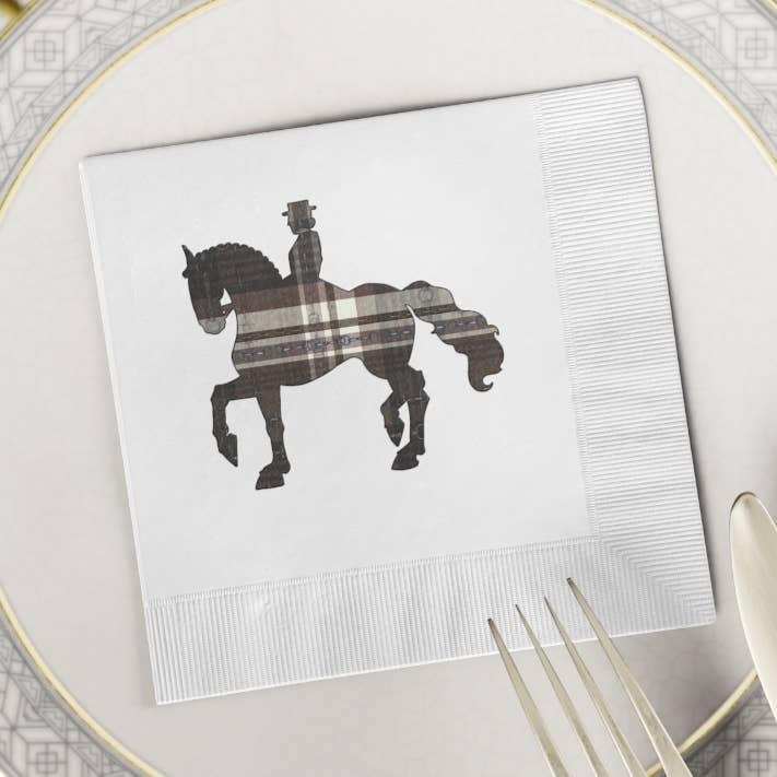 Equestrian Dressage Horse White Coined Napkins 50 count for wholesale by All Designs Equine