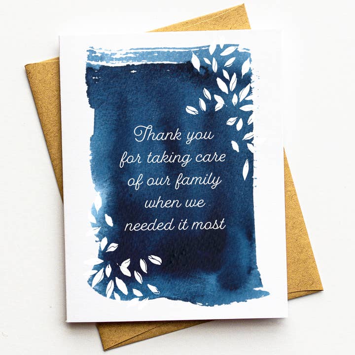 Jones Street Press - Wholesale Thank You Card - Sincere Family Support Thank You Greeting Card - Watercolor