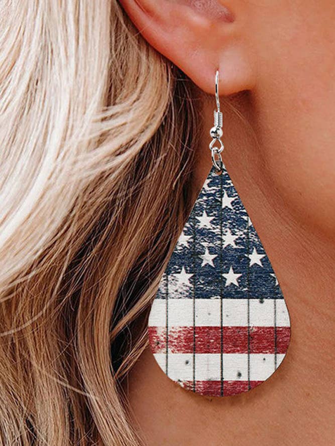 Sun Flower American Flag Print lederen oorbellen SP001 voor wholesale door UNISHE