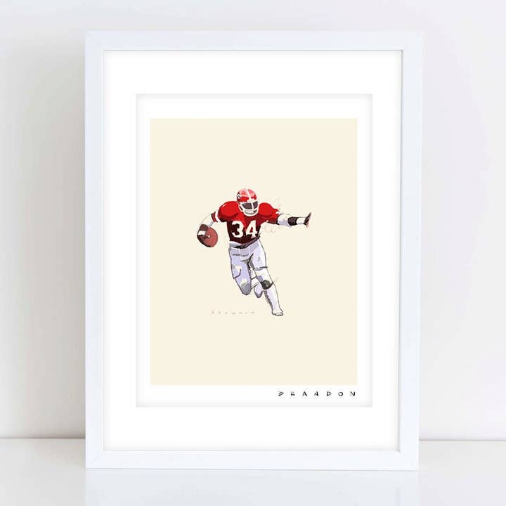 Vintage Herschel Walker #34 Universiteit van Georgia UGA Originele Tekening Print voor wholesale door Brandon Art Co