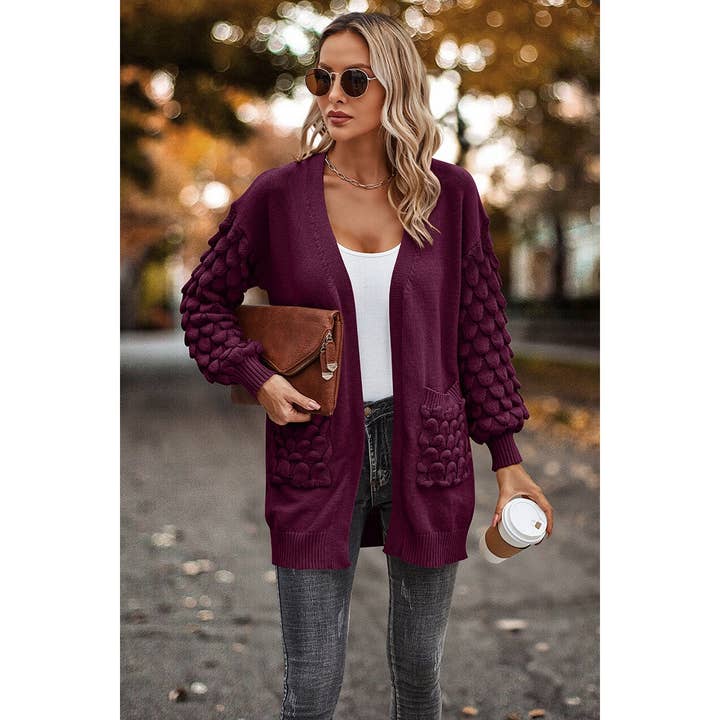 Supreme Fashion - Vendita all'ingrosso Cardigan - Donna - Cardigan in tinta unita con doppia tasca e spalla bassa