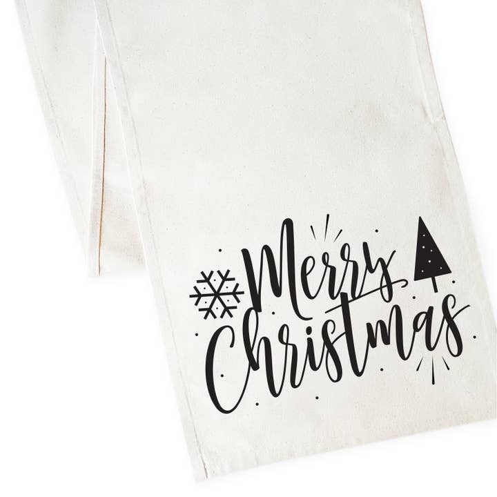 Chemin de table Joyeux Noël Décoration de fête pour la vente par The Cotton & Canvas Co.