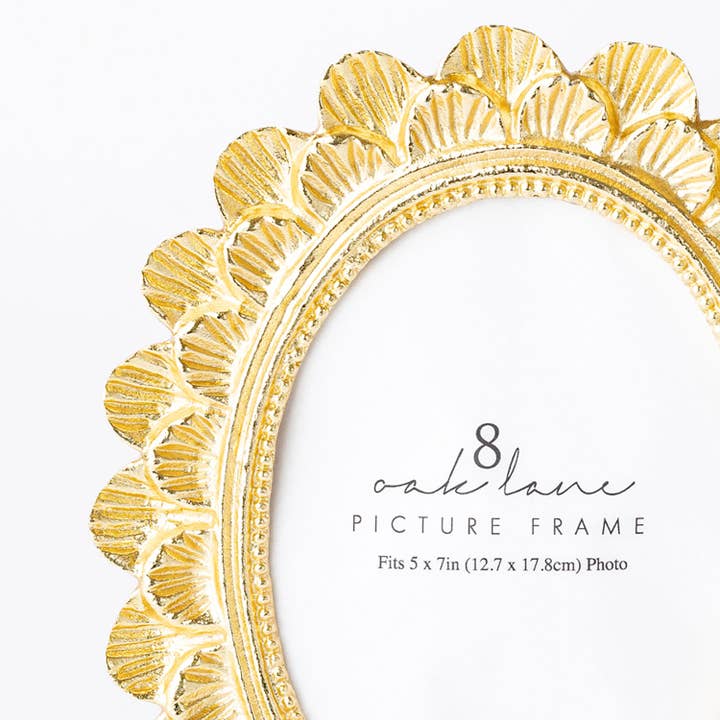 8 Oak Lane – wholesale Picture frame – Gold Scalloped 5x7 Picture Frame