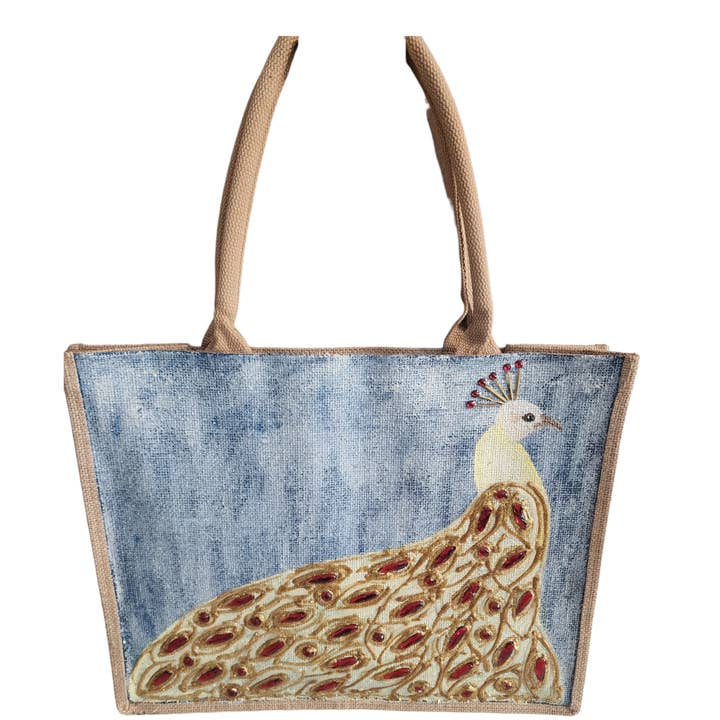 White Peacock Tote Bag for wholesale by Dana's Uncommon Glass