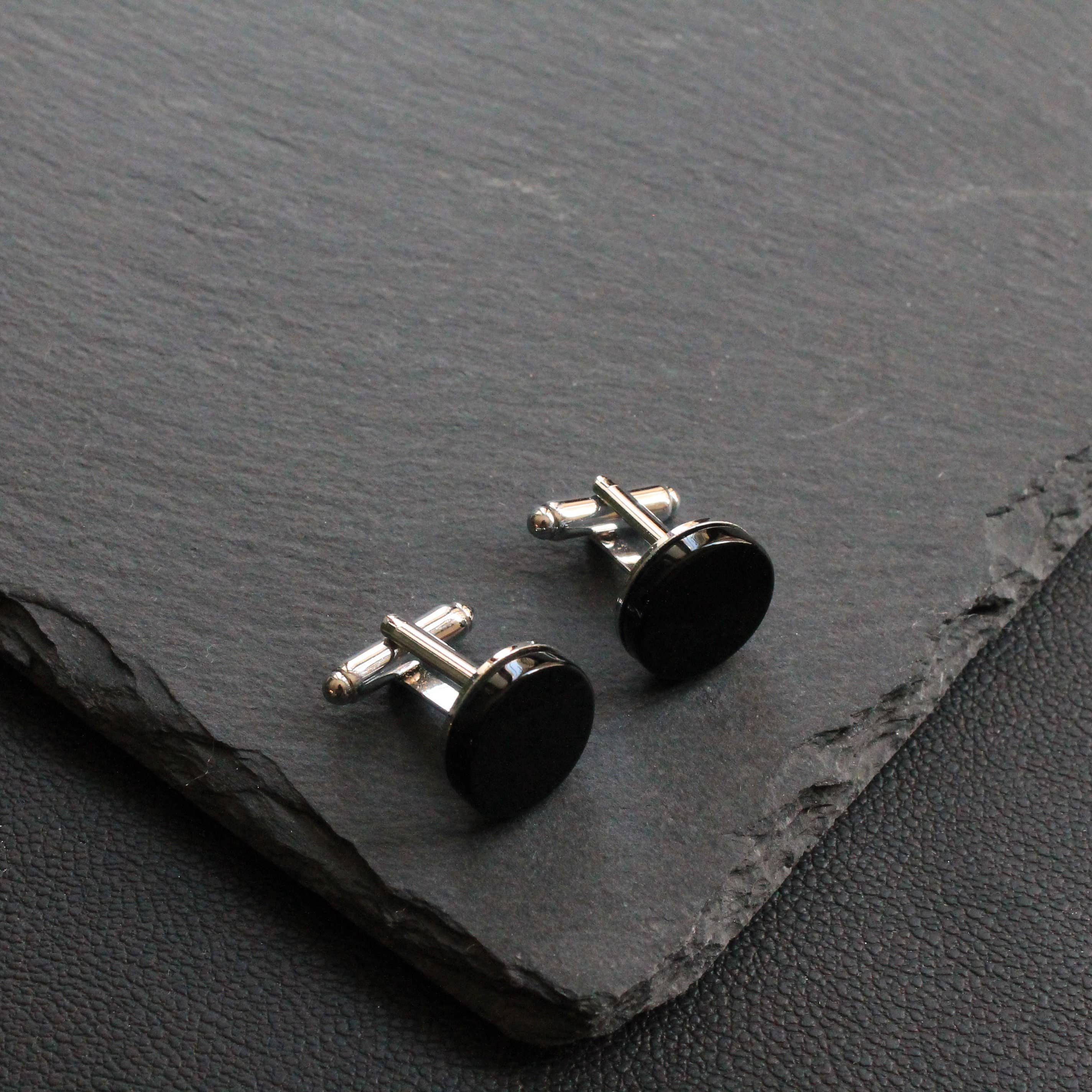 COOLMENCLUB – wholesale Manschett-/skjortknappar - Herr – Svart Onyx natursten manschettknappar, Svart unik design män,