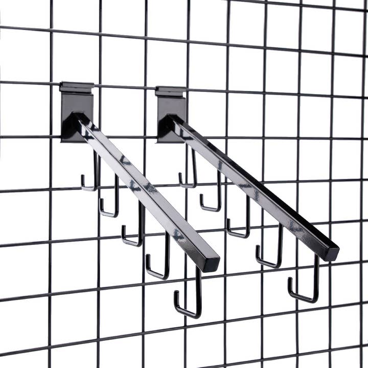 Store Supply Warehouse - Wholesale Retailer Display - Accessories - Black 5-J-Hook Waterfall Faceout For Wire Grid 3