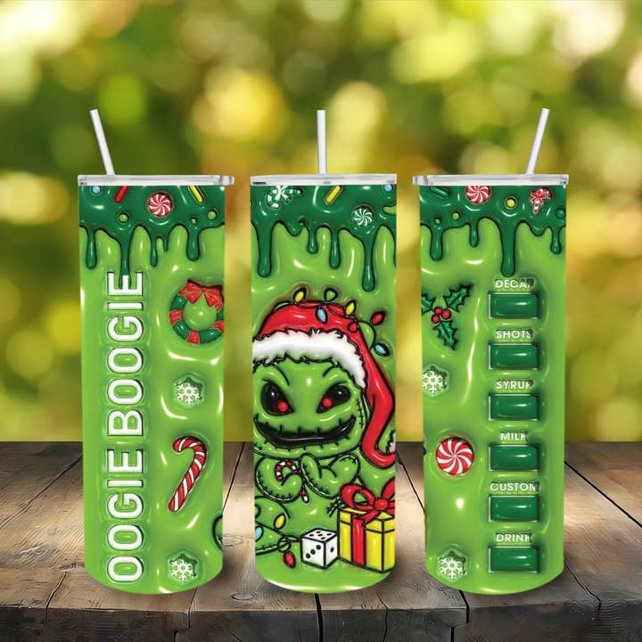 Grøn Boogie Man juletumbler for engroshandel hos Lily's Craftory