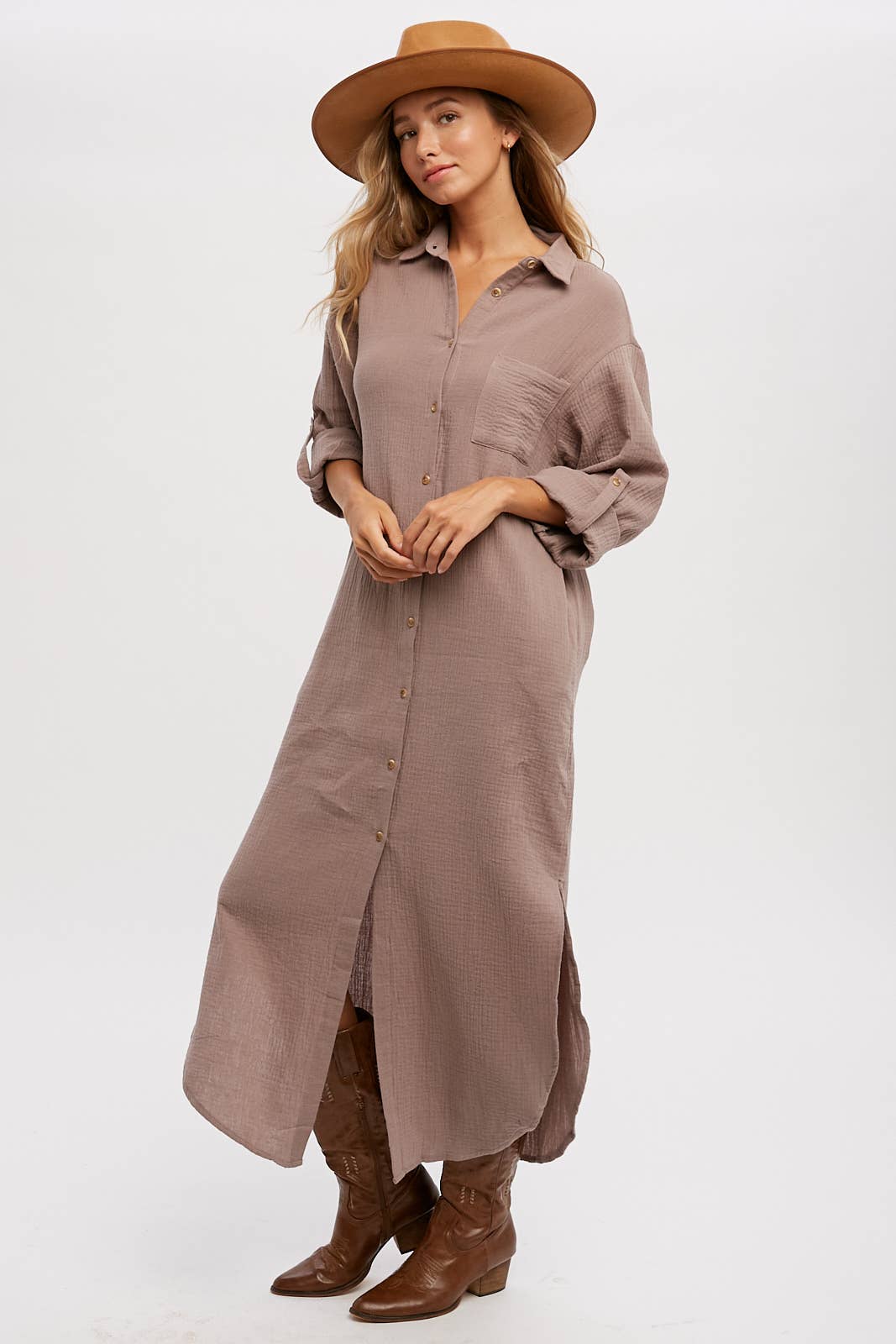 Bluivy - Wholesale Dress - Women's - BUTTON UP MAXI SHIRT DRESS WITH POCKET8