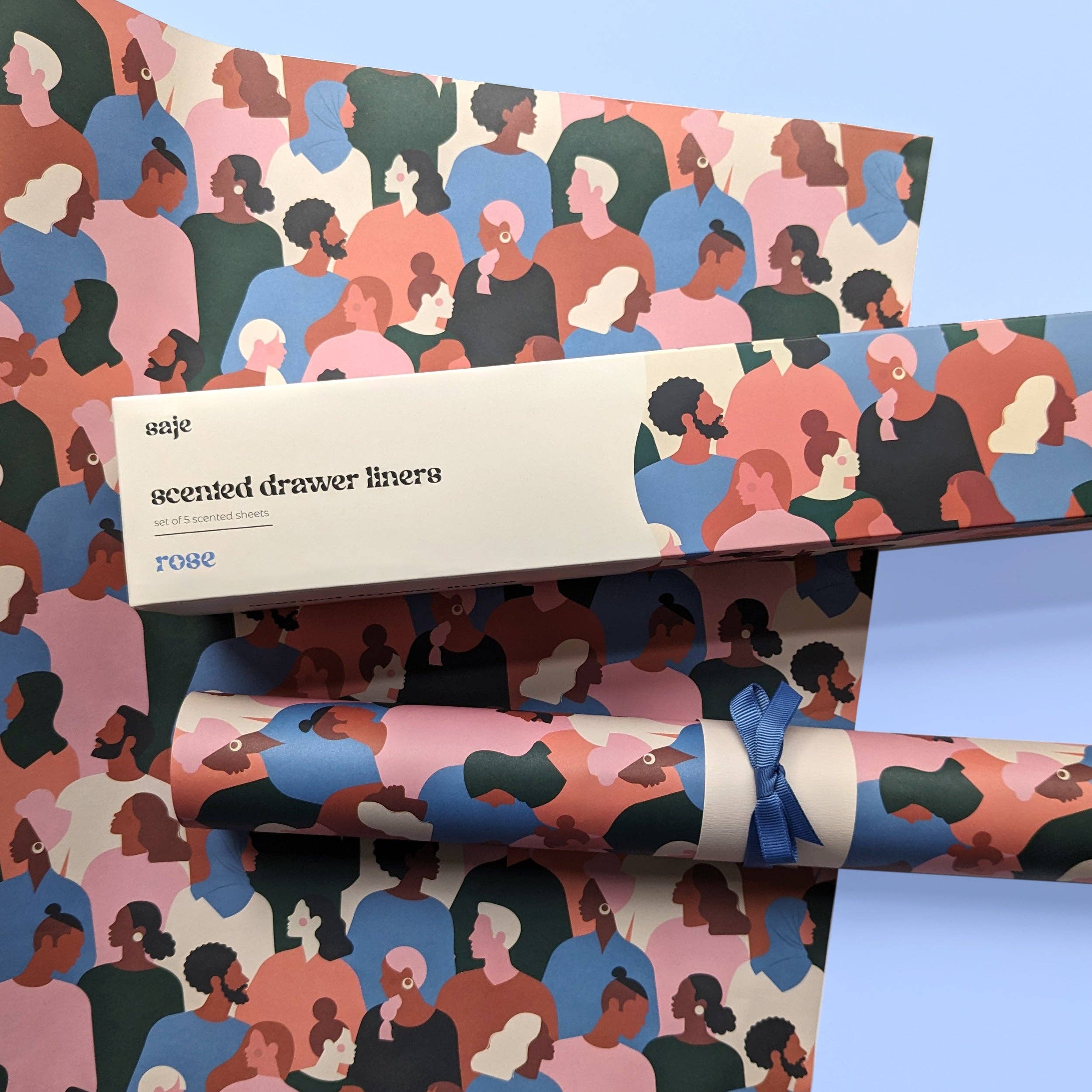 Robert Frederick Ltd - Wholesale Drawer Liner - Saje Scented Drawer Liner - Set of 5 Rose - People Design1