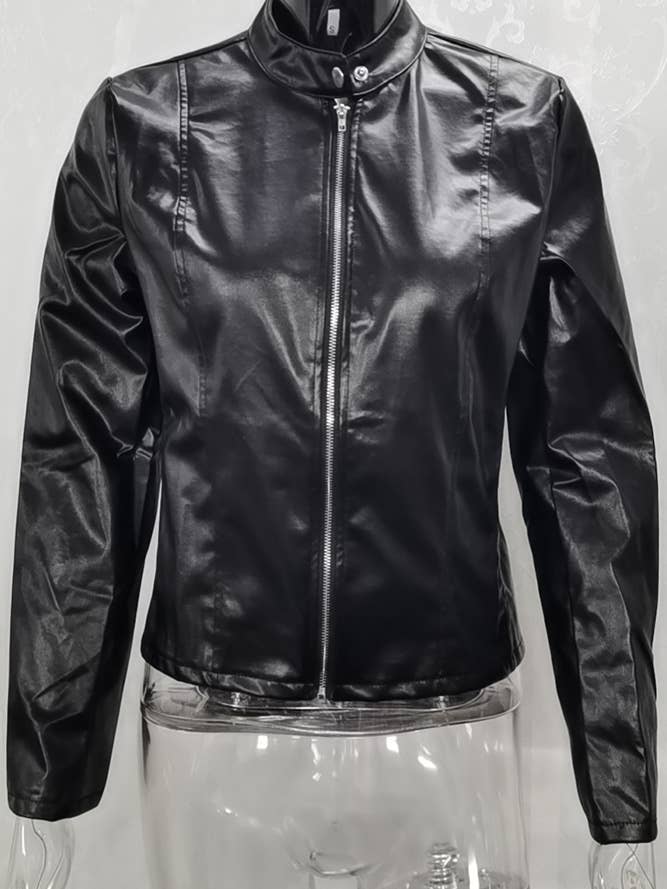 UNISHE – wholesale Leather jacket – Women′s – PU Leather Zipper Short Jacket ZK3652