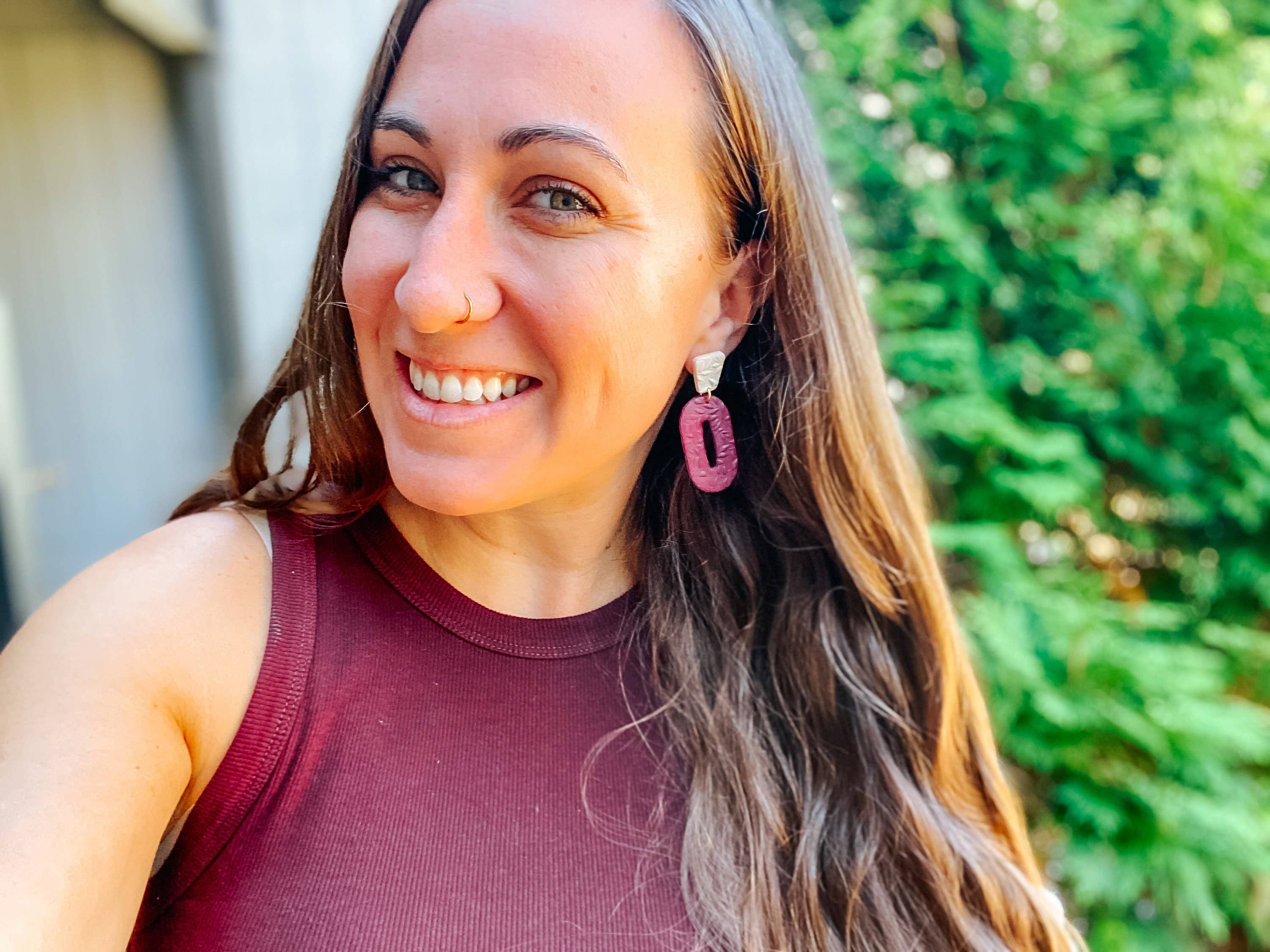 Lauren Likes Art - Wholesale Dangle Earrings - Jewel Tone Vintage Inspired Earring, Wine Polymer Clay Earri7