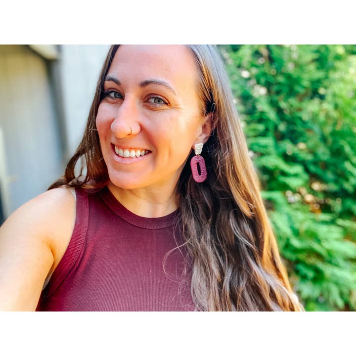 Lauren Likes Art - Wholesale Dangle Earrings - Jewel Tone Vintage Inspired Earring, Wine Polymer Clay Earri7