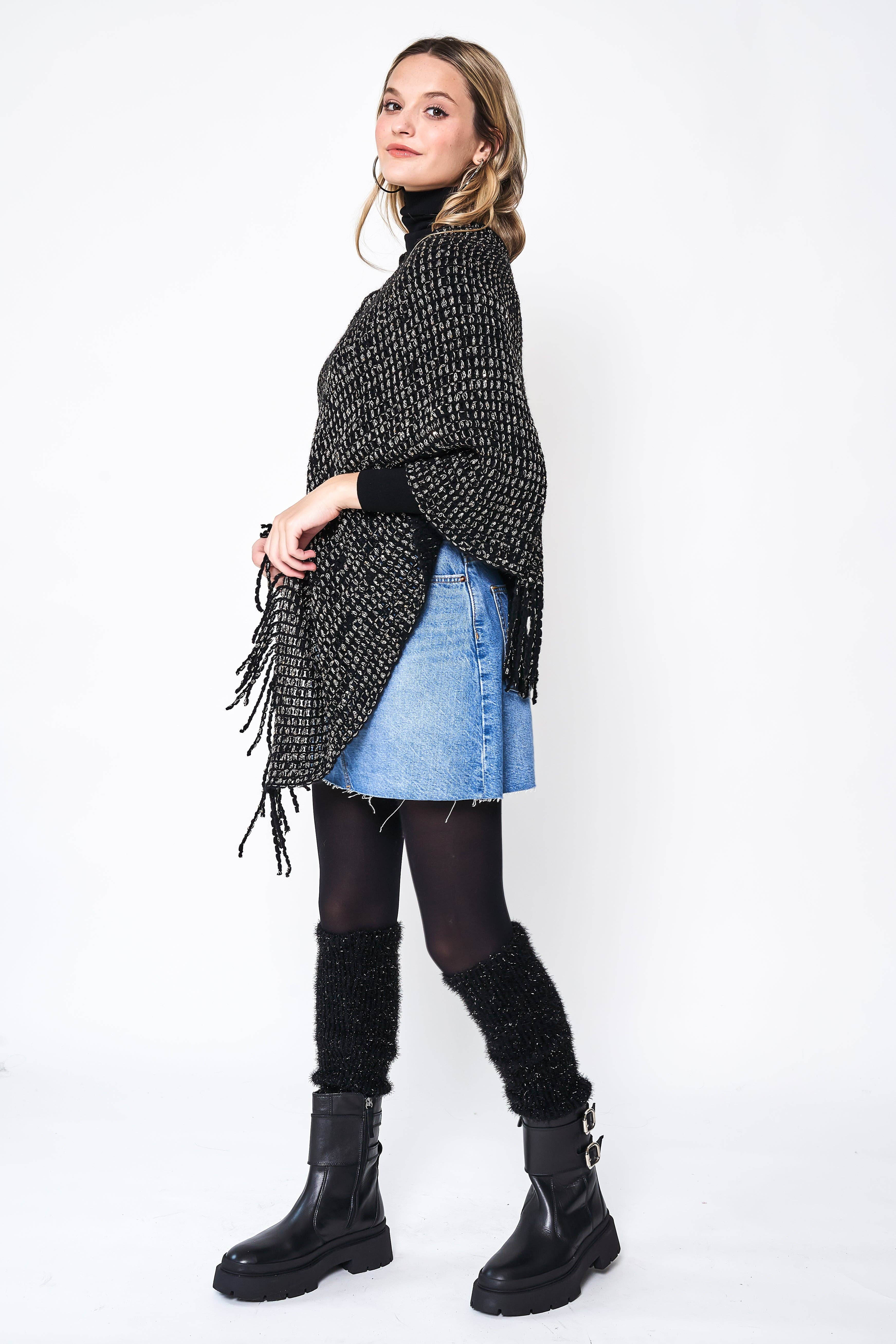 Do Everything In Love® - Wholesale Poncho - Women's - Fringed Solid Knit Poncho4