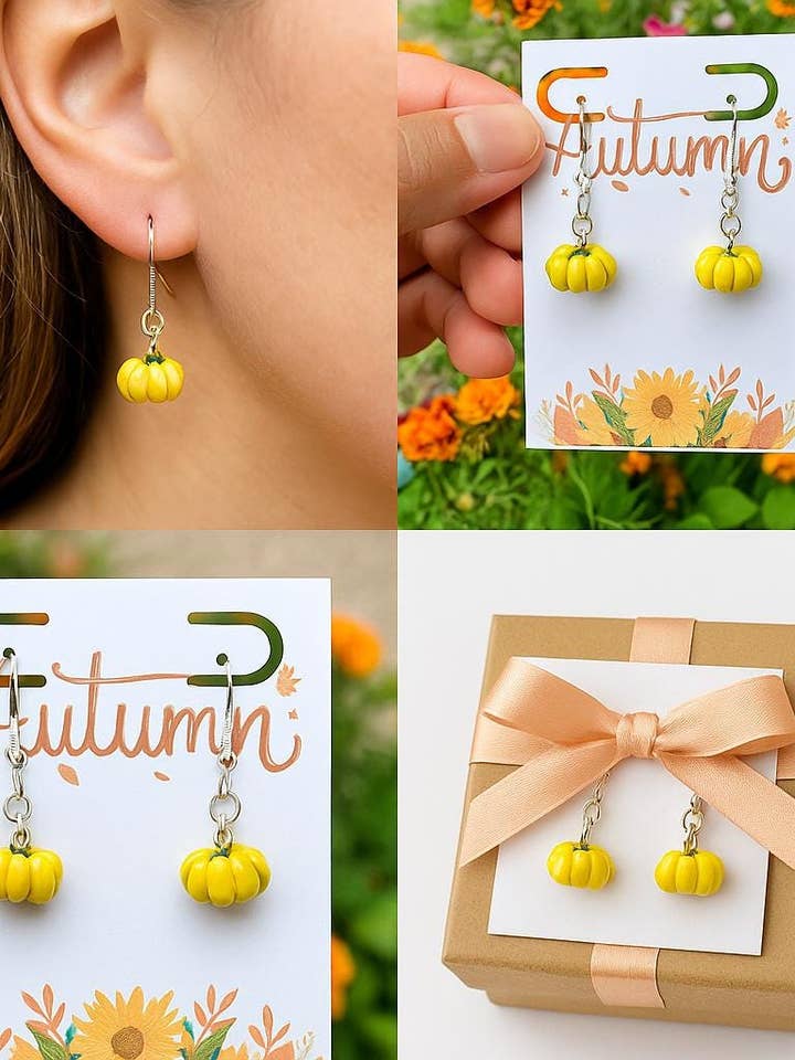 Græskar Dingleøreringe til Efterår, Thanksgiving, Halloween for engroshandel hos Bad Apple Designs