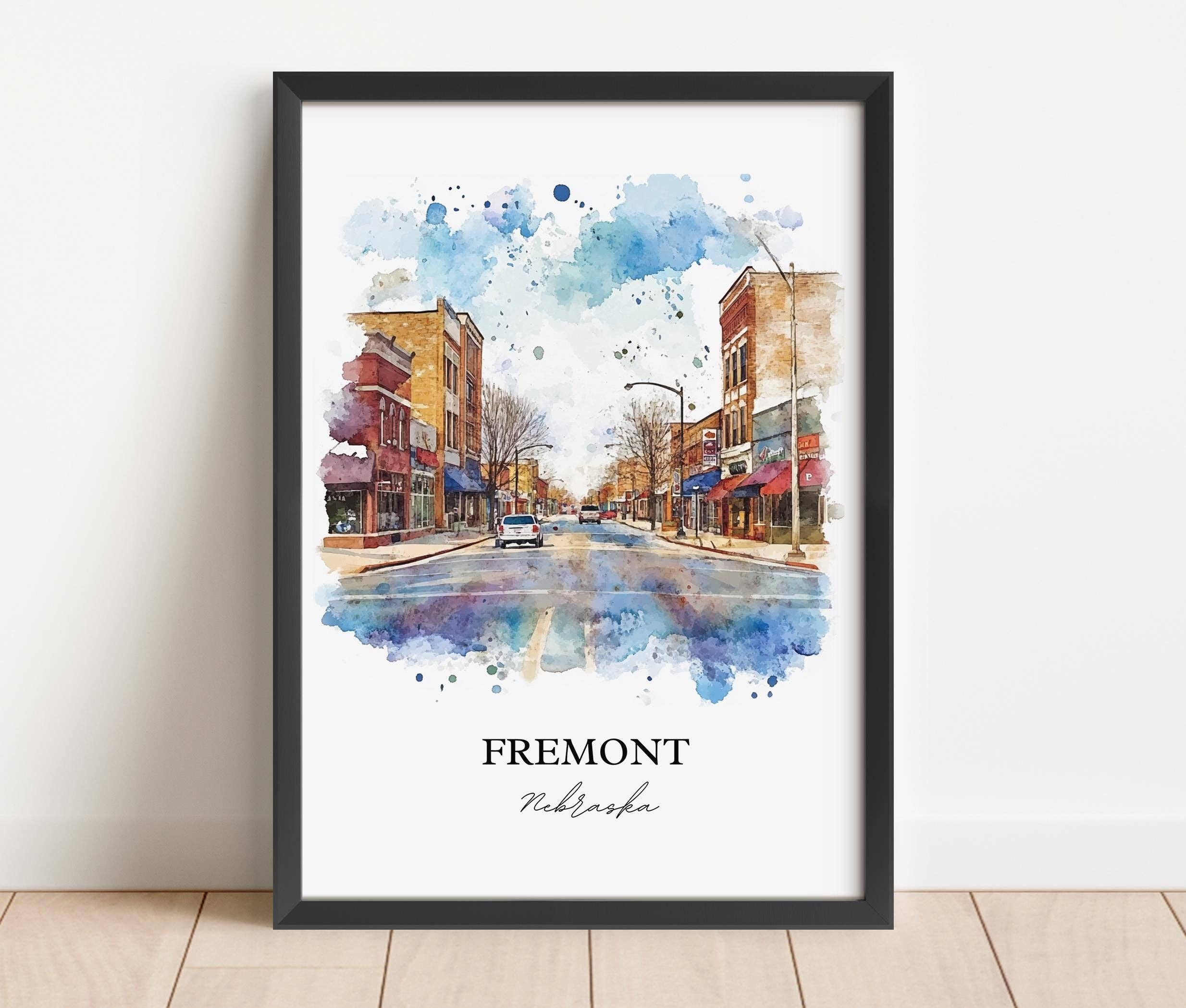 Premium Travel Art - Wholesale Art Print - Fremont Nebraska Wall Art, Dodge County NE Print, Nebraska Watercolor Art, Fremont NE Gift, Travel Print, Travel Poster, Housewarming Gift3