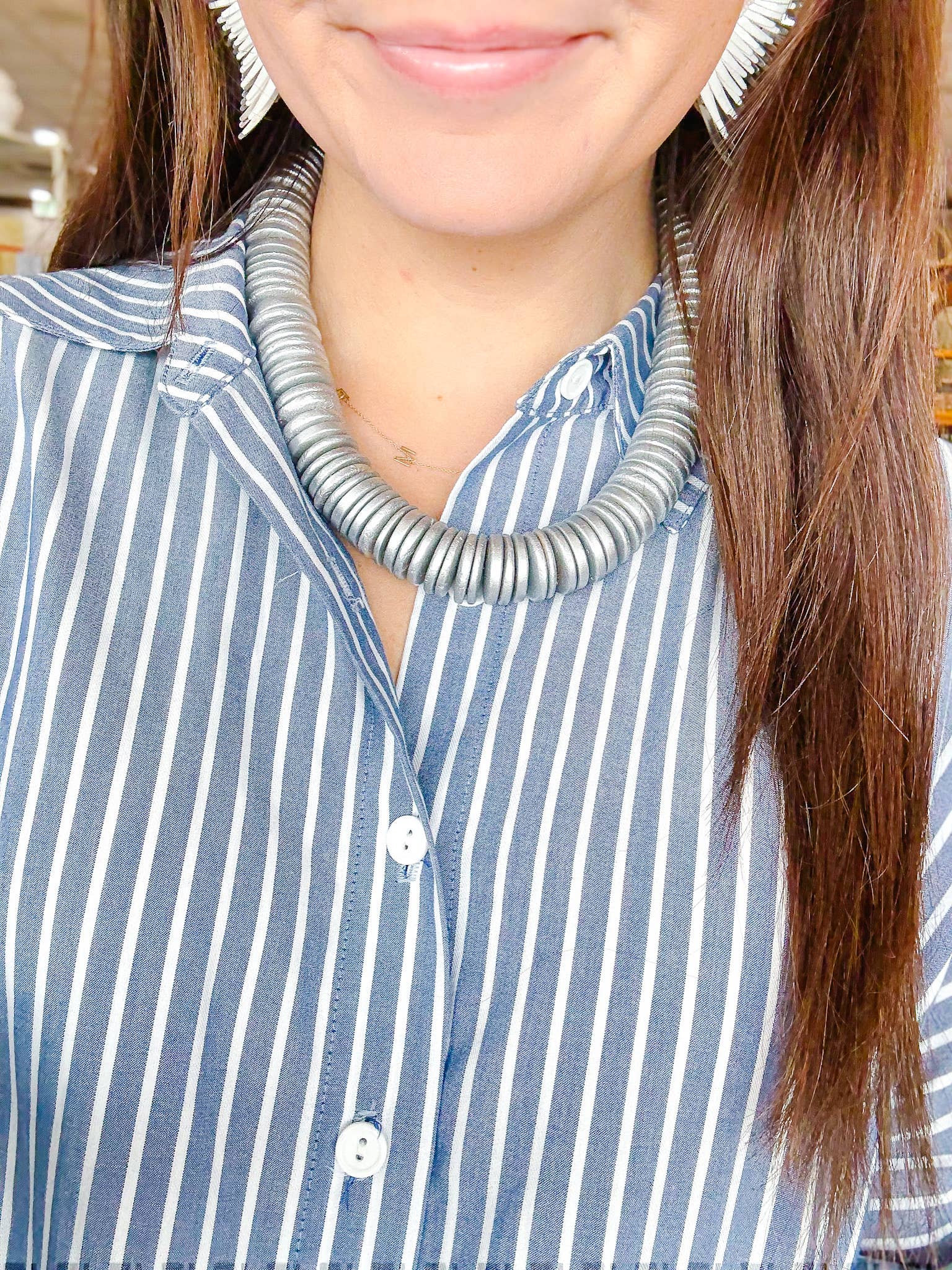 Merritt Millie – Colar com abas por atacado – Colar Chunky Prateado de Declaração1