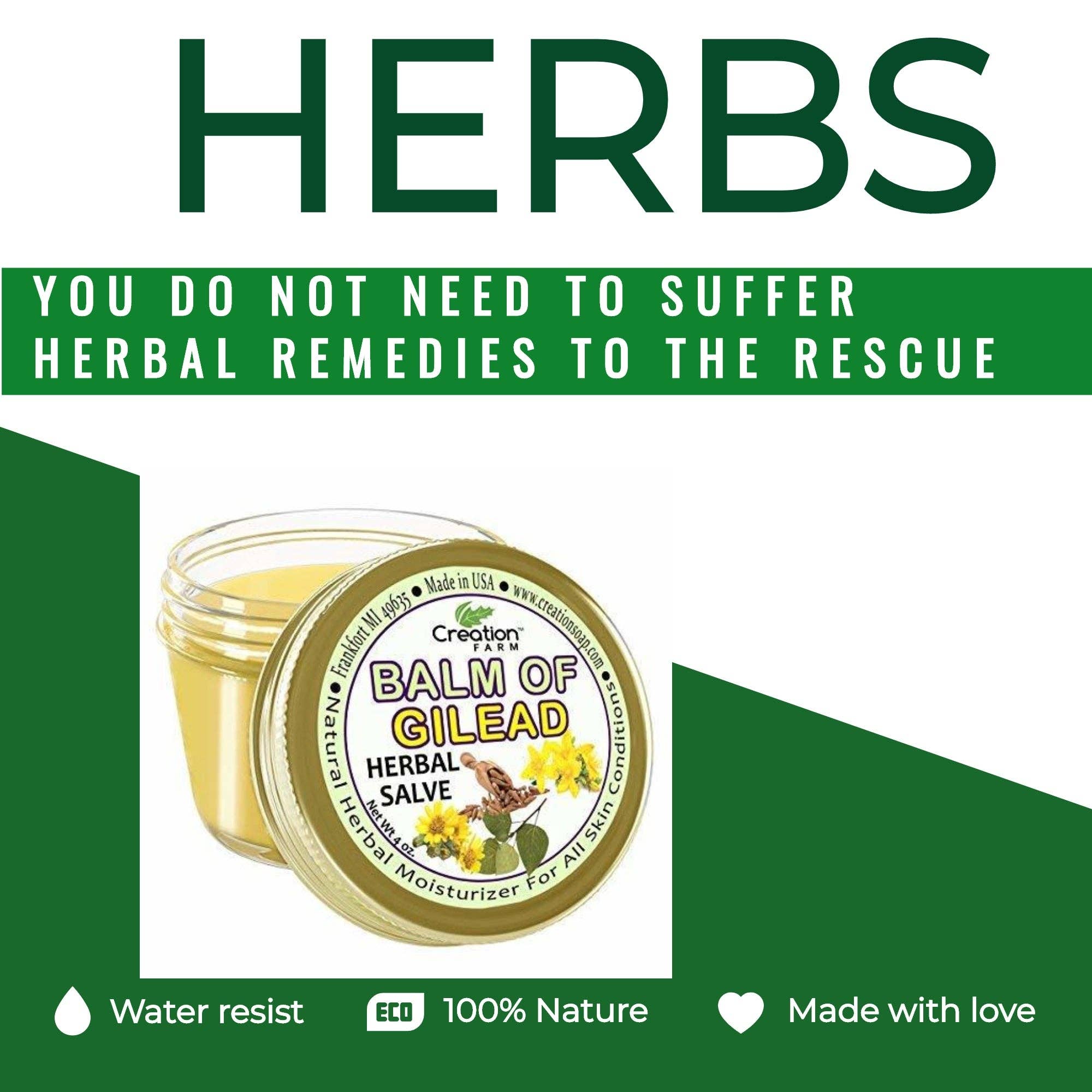 Creation Farm Inc - Wholesale Healing Salve/Balm/Cream - Balm Of Gilead Herbal Salve From Creation Farm Soothing Multi Use Remedy For Minor Discomforts And Skin Conditions4