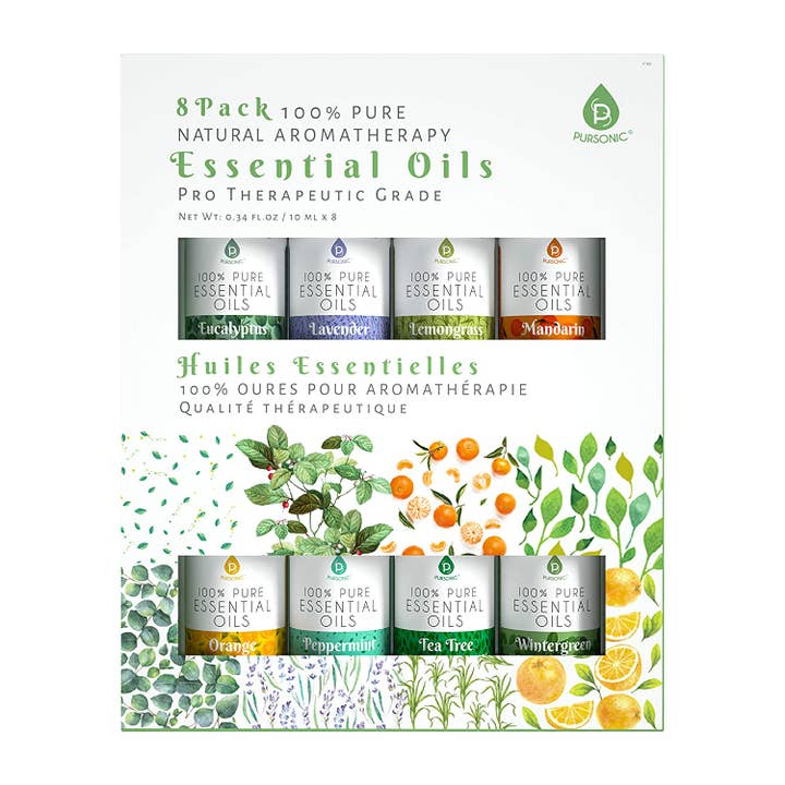 Pursonic – Großhandel Ätherisches Öl – 100% reine ätherische Öle 8er Pack
