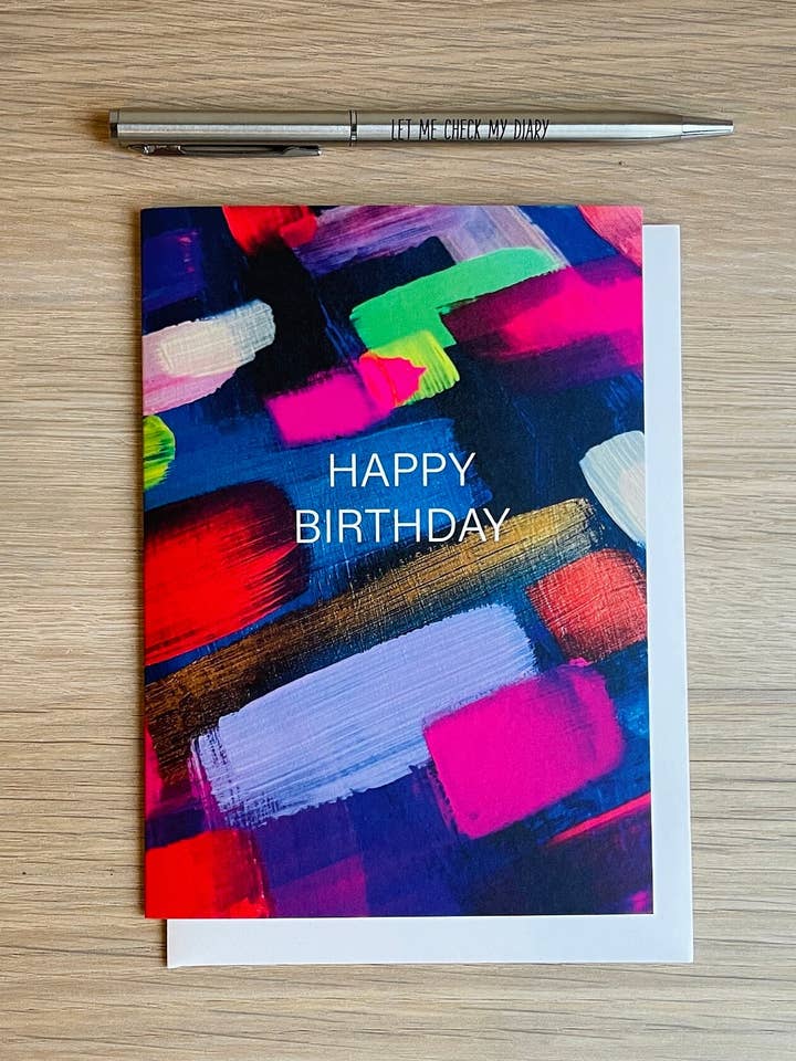 Happy Birthday Card - Disco Brushstroke for wholesale by Beth Garner