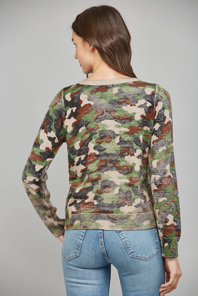 FATE – Großhandel Strickjacke – Damen – CAMO-PRINT-FRONT-KNOPFVERSCHLUSS-CARDIGAN FW155565