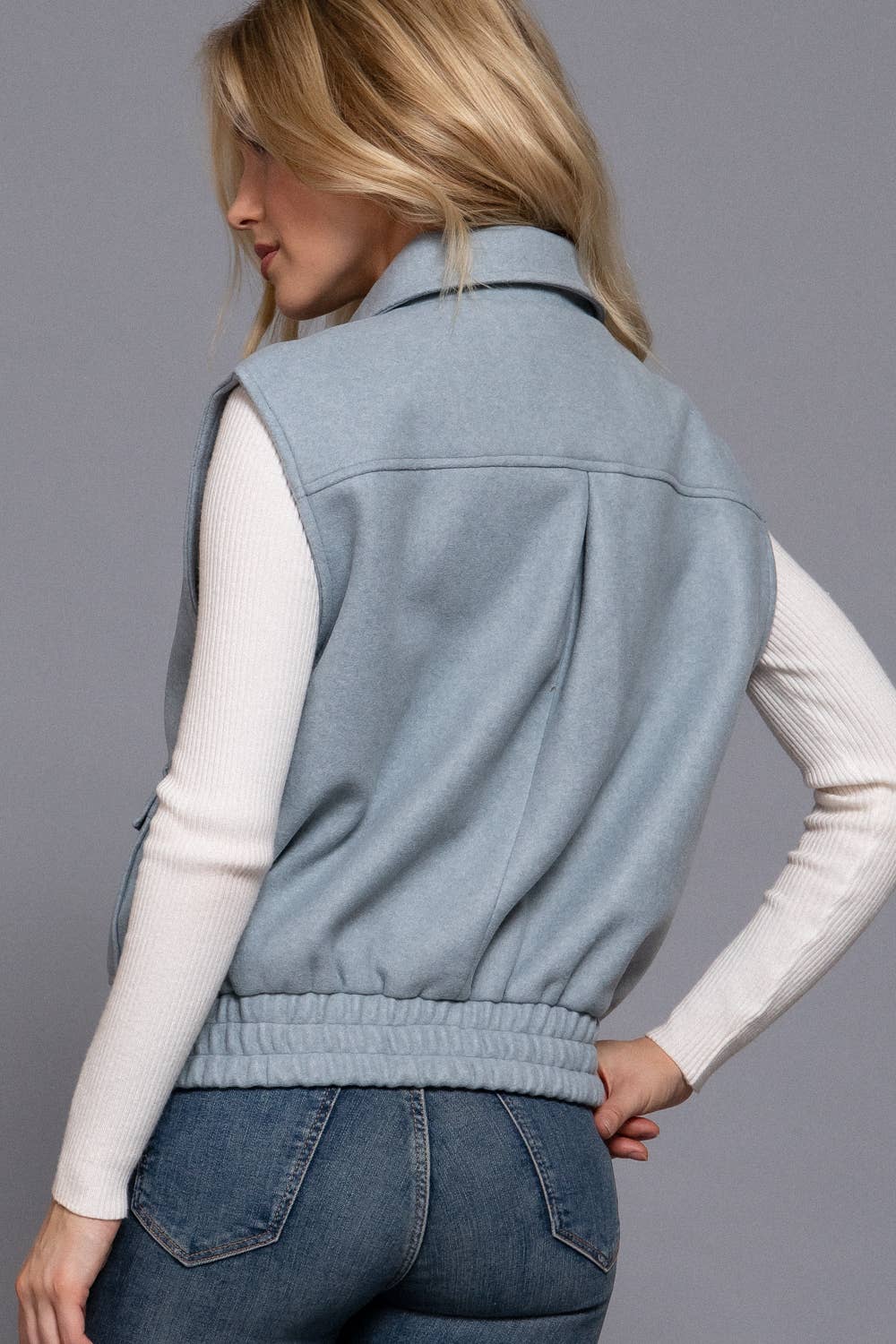 Active Basic | Active USA - Wholesale Outerwear Vest - Women's - Notched Collar Soft Felt Zip Up Vest1