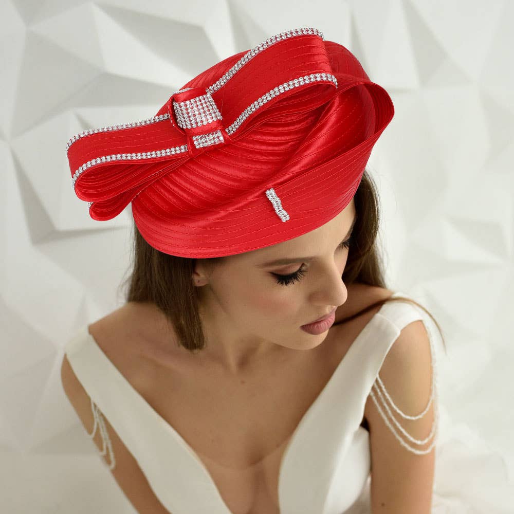 Sensibling Corp. - Wholesale Fascinator Hat - Women's - Rhinestone Rim Bow Church Dressy Hat
1