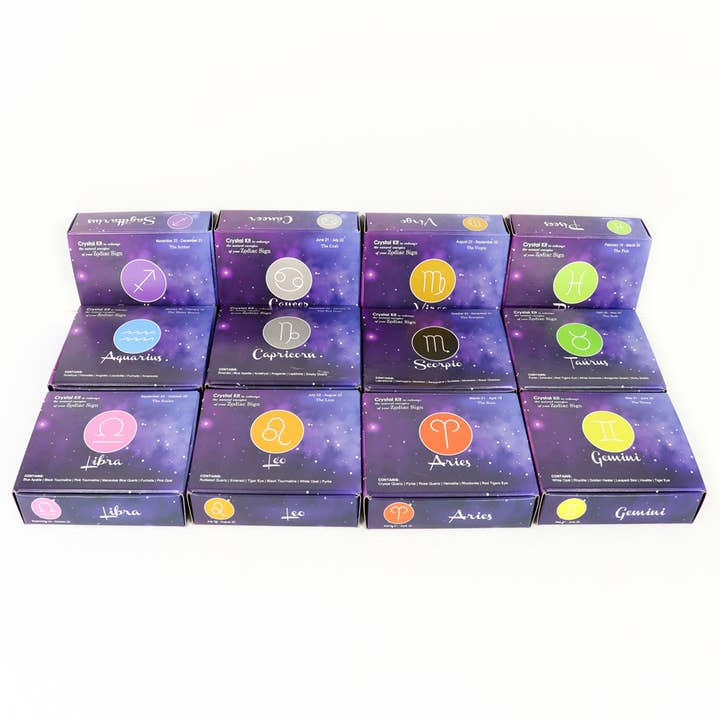 Natures Artifacts Inc – wholesale Spiritual stone/crystal – 12 Zodiac Crystal Kit, Horoscope Set