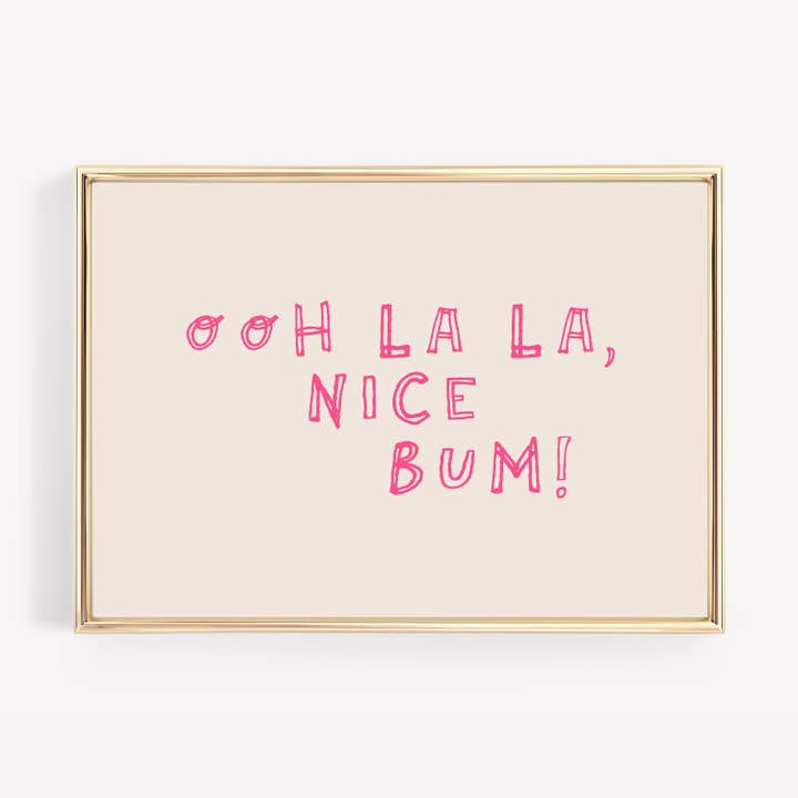 Oh La La Nice Bum Wall Art Print | Funny Bathroom Decor for wholesale by KIKIANDNIM