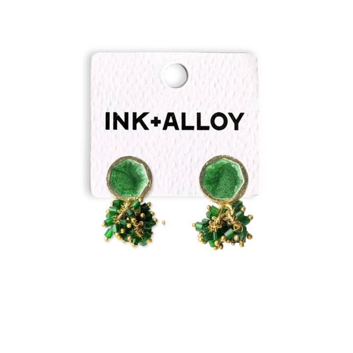 INK + ALLOY - Wholesale Dangle Earrings - Kimberly Enamel Earring Leaf Green2