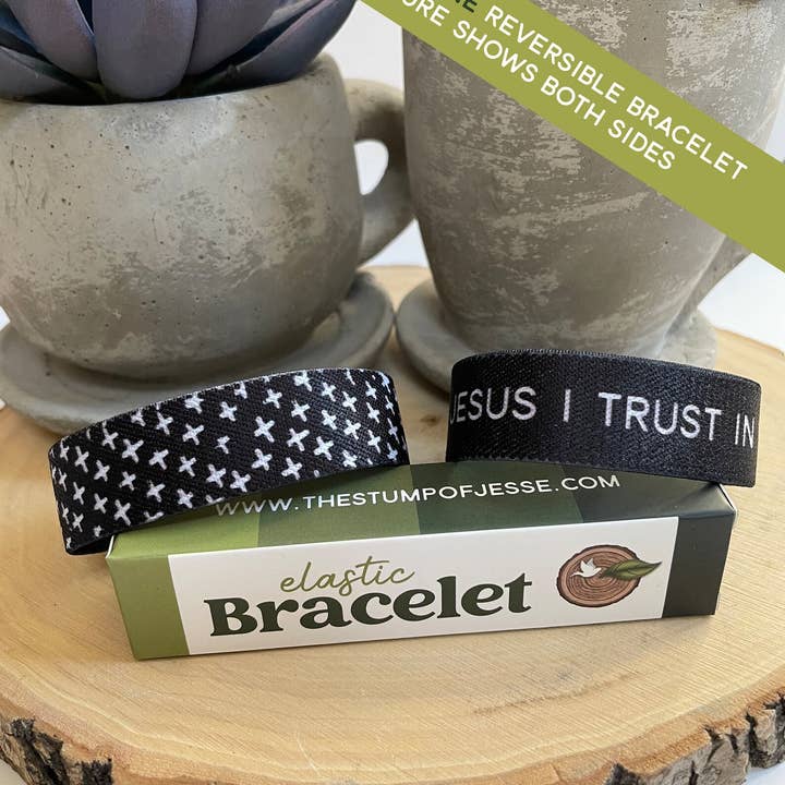 The Stump of Jesse - Wholesale Woven/Braided Bracelet - Jesus I Trust In You | Reversible Elastic Bracelet