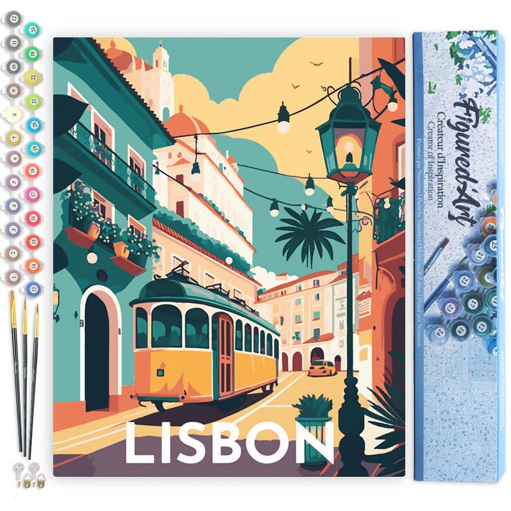 Paint by numbers Travel Poster Lisbon - Rolled canvas for wholesale by Figured'Art (UK)