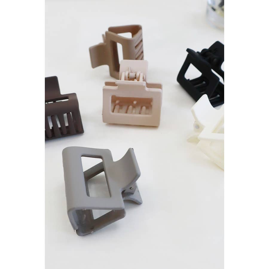 3-Pcs Neutral Color Mini Rectangle Hair Claw Set for wholesale on Faire1