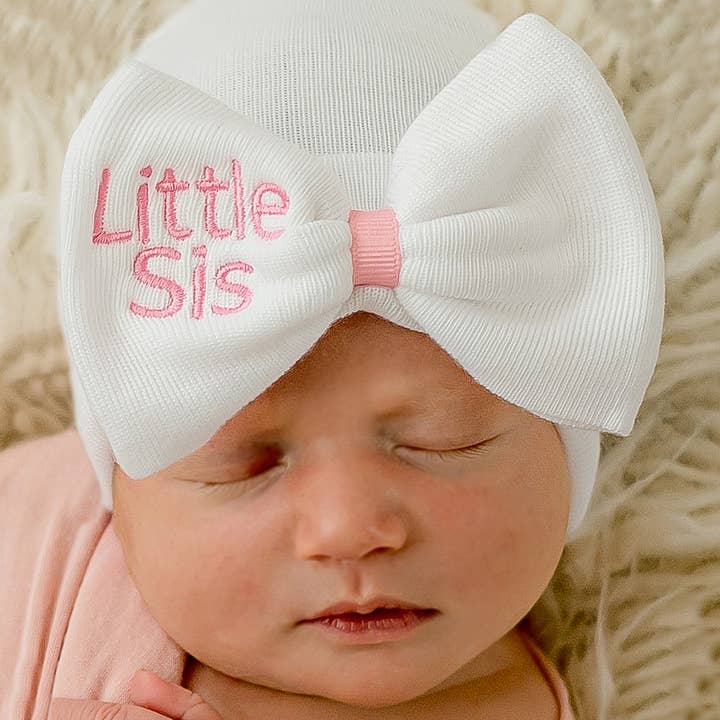 www.ilybean.com - Vendita all'ingrosso Cappello - Neonati - ilybean Little SIS, cappello da neonata con fiocco bianco