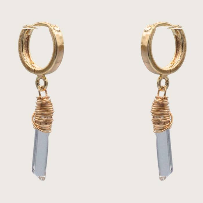 Clear Quartz Hoops for wholesale by VIXIN Collection