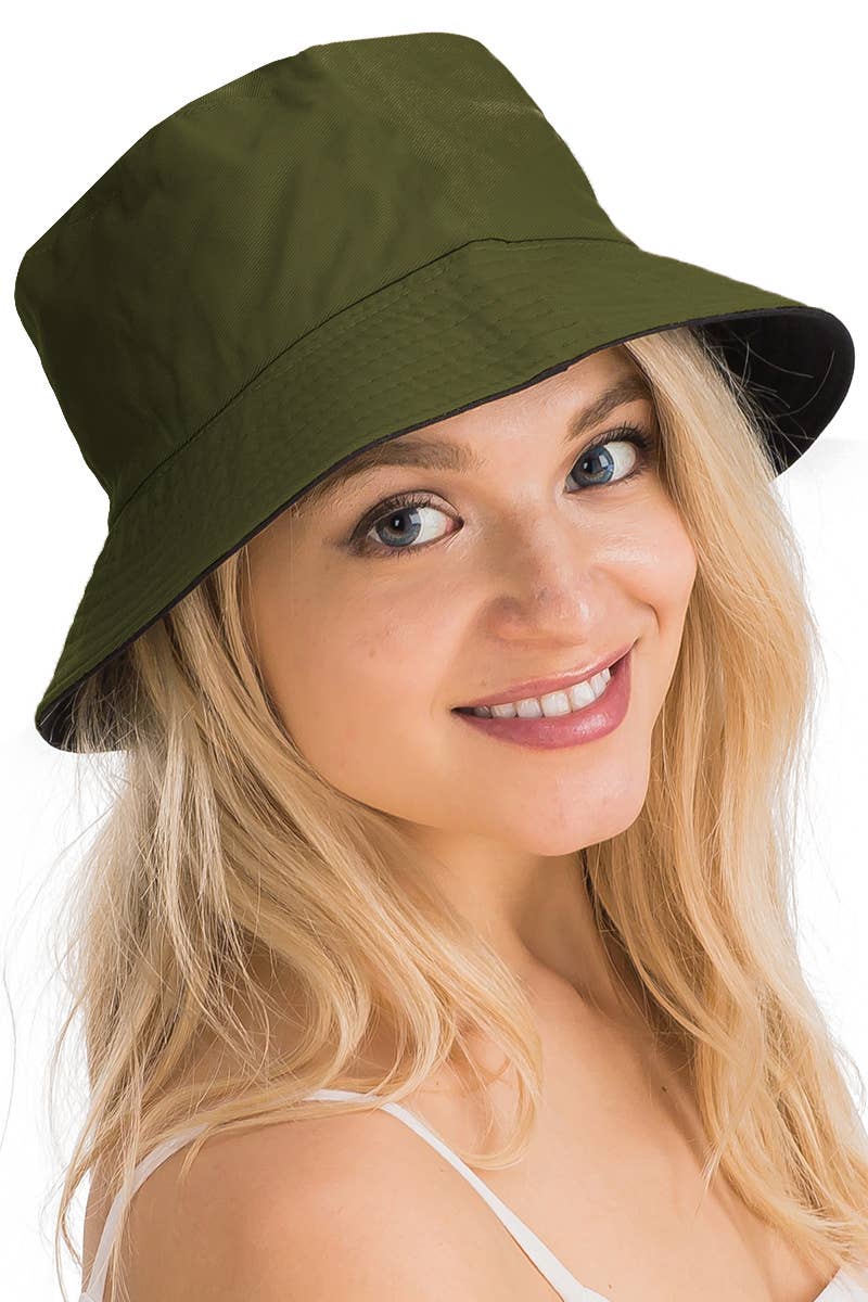 Cap Zone - Vente Bob – unisexe - Chapeau seau en coton uni réversible à fond noir17