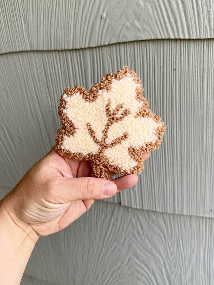 Cream Leaf Desk Coaster for wholesale by Bless Your Cottons