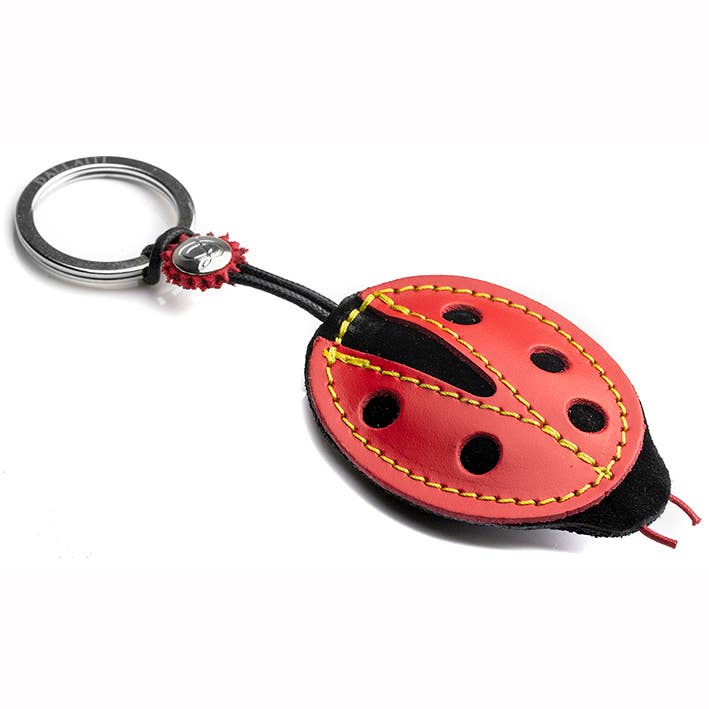 Leather Keyring Ladybird for wholesale by THE MUSIC GIFTS COMPANY