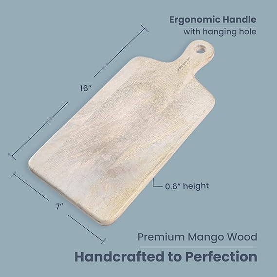 India Wholesale Co – Engroshandel Skærebræt – Mango Wood Serveringsbræt Hvid - 16"x7"2
