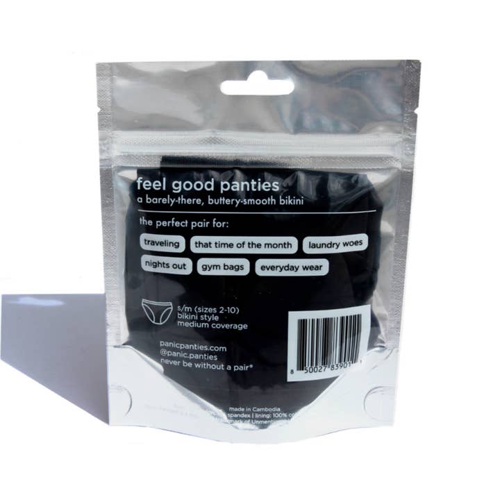 Black No-Show Bikini - Panic Panties On-the-Go Underwear for wholesale on Faire12
