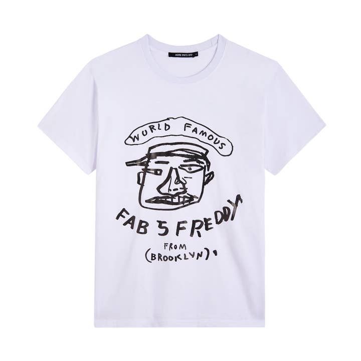 Basquiat “Fab Five Freddy” T-shirt, White for wholesale by Rome Pays Off