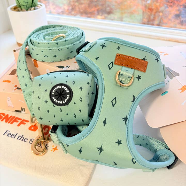 Conjunto de Arnês AllSet™ Estrelas Verde-azulado (Anel D) por atacado de Sniff & Bark